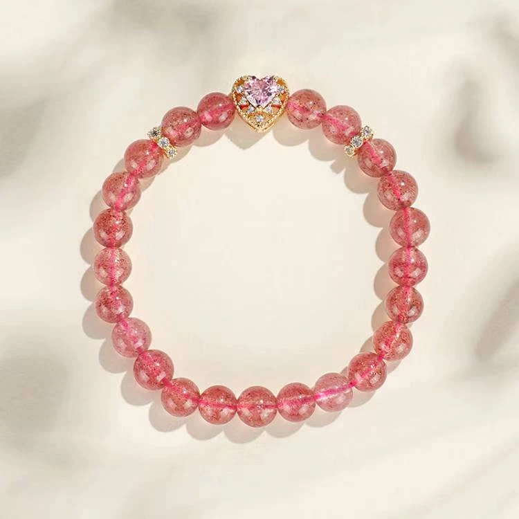 dl0743鸽血红草莓晶心型单圈手链-7+