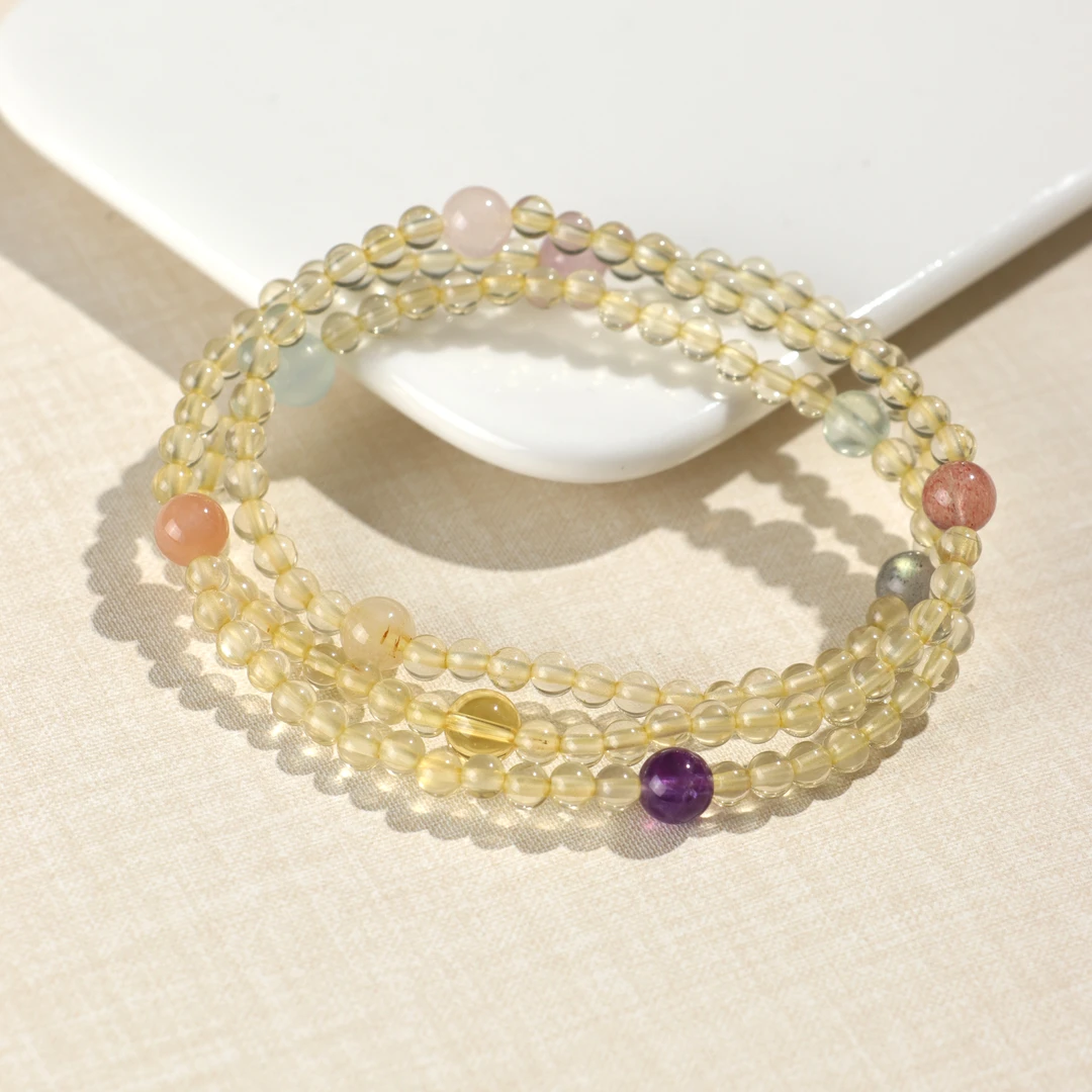 《黄金宝盒》DL0833黄水晶多宝三圈手链-4