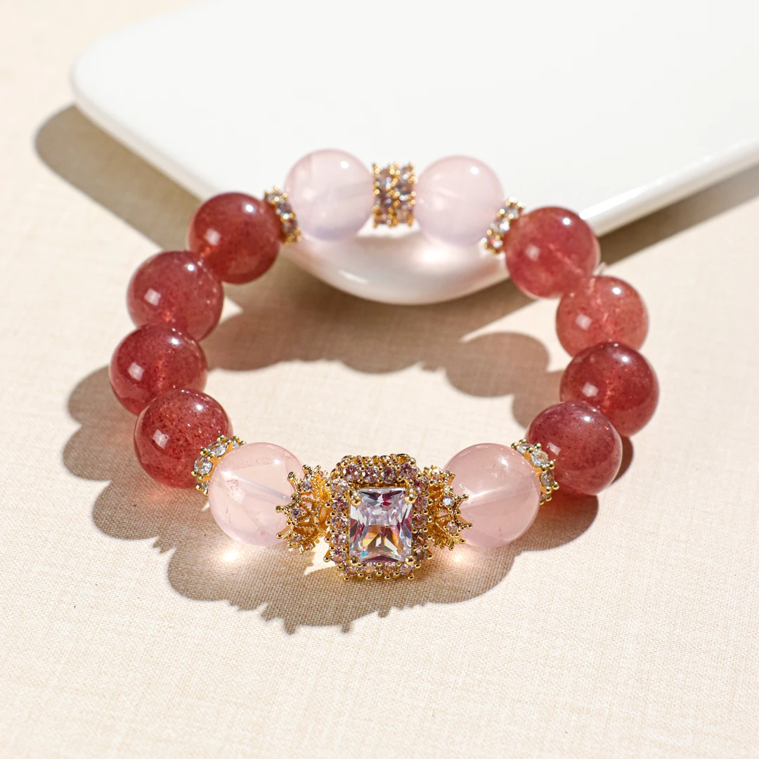 DL1910鸽血红草莓晶超闪手链-13+