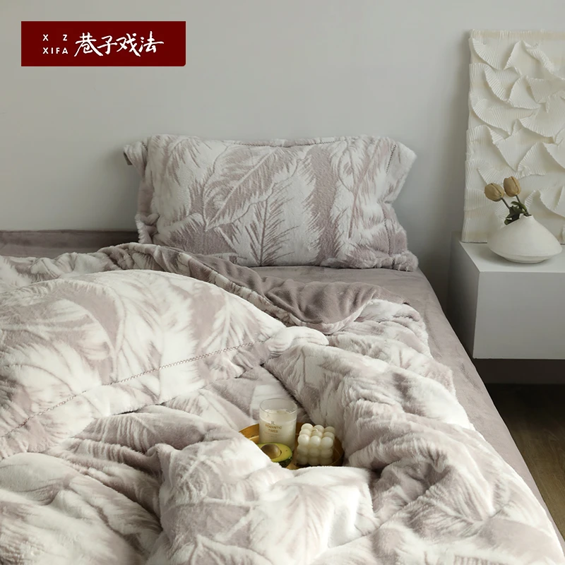 巷子戏法牛奶绒四件套A类珊瑚绒法兰绒床单被套床上用品被罩被单