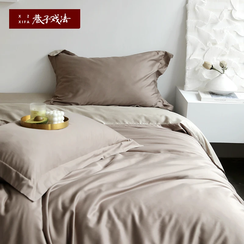 巷子戏法A类兰精天丝棉四件套轻奢床上用品简约床单床笠夏季裸睡