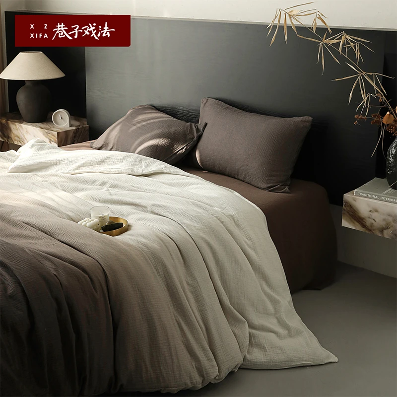 巷子戏法纯棉A类四件套全棉渐变色床单被套简约床品被罩侘寂风ins