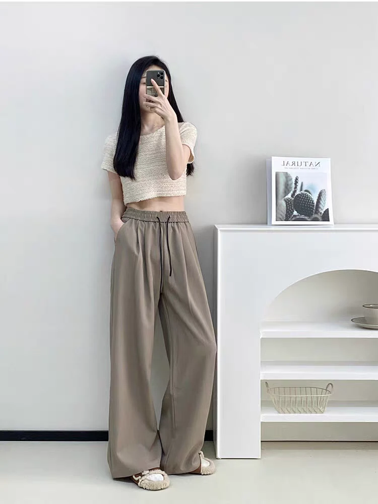 24217春夏卡色阔腿西装裤