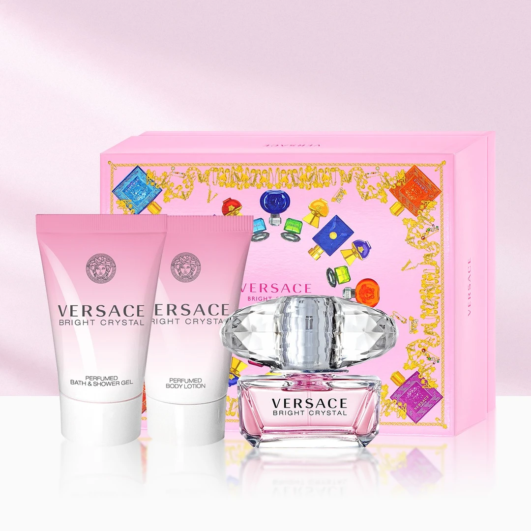 范思哲粉耀晶钻女士香水套装50mlx3香水+沐浴啫喱+润肤露组合礼物