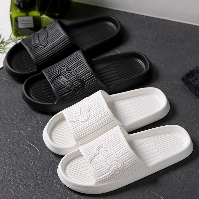 小熊时尚情侣拖鞋女居家浴室洗澡拖防滑卡通软底防臭轻便凉拖鞋男