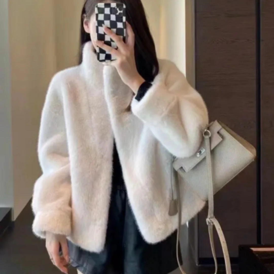 2024秋冬新款轻奢时尚百搭宽松休闲短款毛毛外套