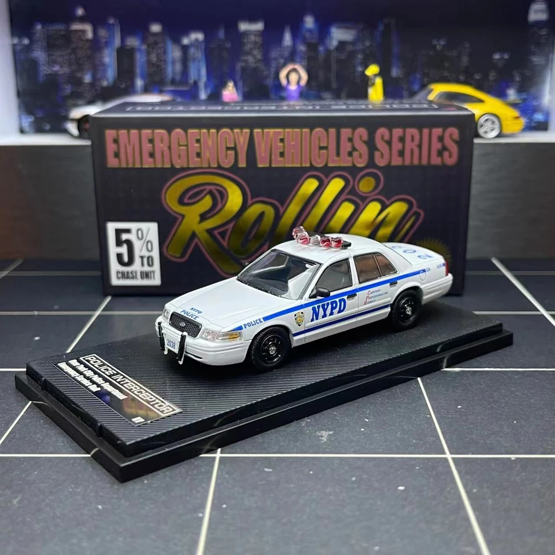 现货 Rollin 1:64 福特CV 维多利亚皇冠警车 合金汽车模型