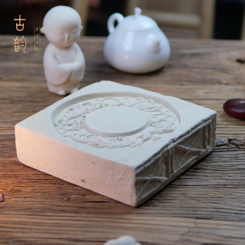 四灵壶承干泡台创意手工茶具非遗手工雕刻中式仿古吸水茶具茶空间