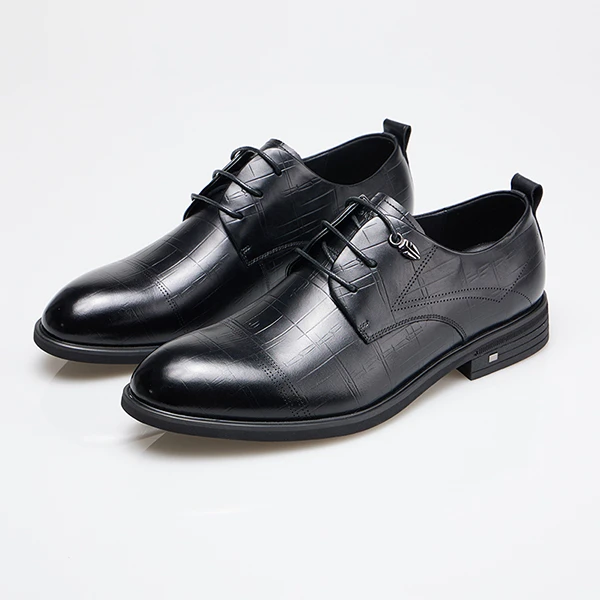 【鳄鱼恤】真皮商务男士百搭透气黑色时尚正装系带休闲男皮鞋XN8102