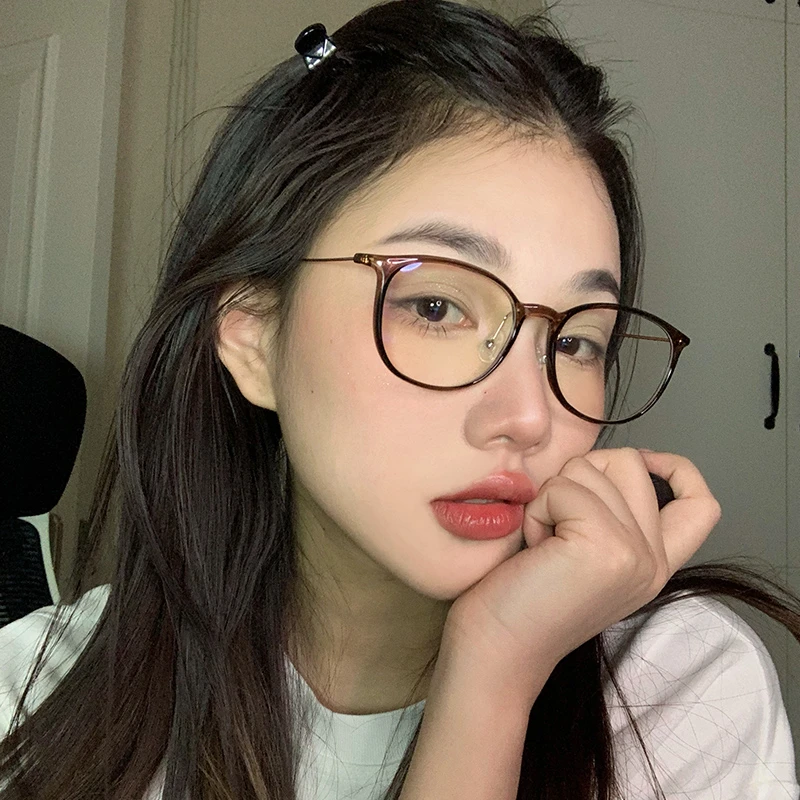 超轻冷茶色眼镜框女ins可配近视度数韩版网红款潮复古眼睛框镜架