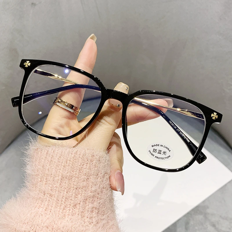 网红方形大框近视眼镜框女潮ins韩系素颜神器防蓝光抗辐射平光镜