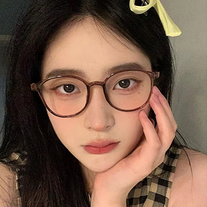 超轻TR90茶色玳瑁小脸近视眼镜框女韩版学生复古文艺眼睛架圆形潮
