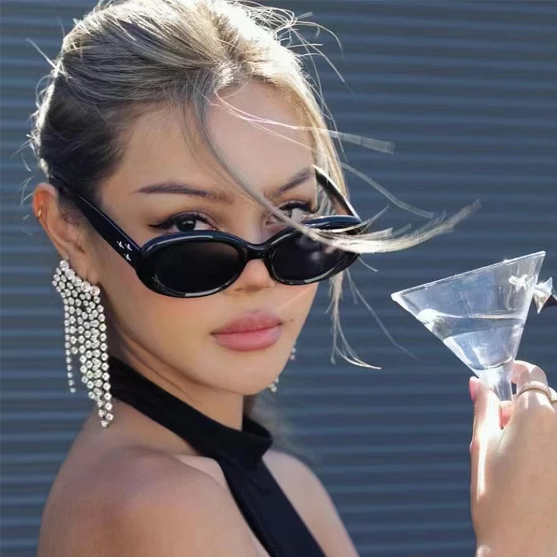 2023年新款墨镜女韩版潮复古椭圆网红街拍酷防紫外线凹造型太阳镜