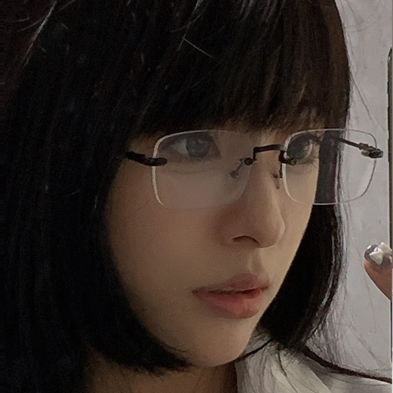 无框近视眼镜女禁欲拽姐可配有度数素颜凹造型眼睛无边框眼镜架男