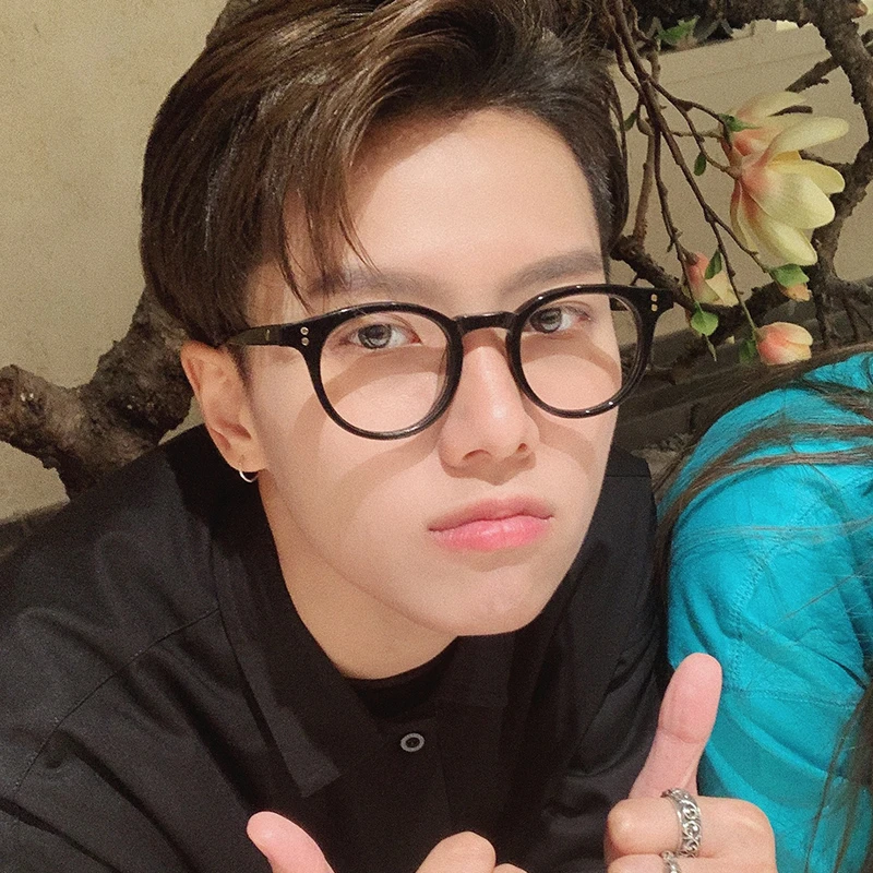 亮黑框眼镜女小脸平光防蓝光可配近视眼镜框男时尚网红圆形韩版潮