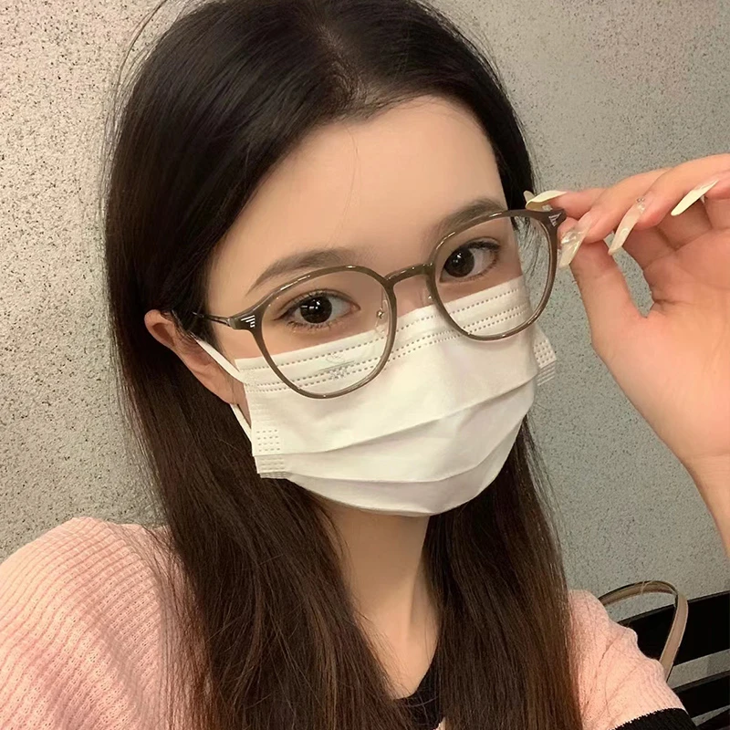 冷茶色平光镜女素颜神器百搭防蓝光眼镜学生可配度数近视眼镜框潮
