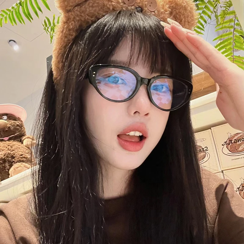 【粉丝专属】猫眼眼镜潮ins网红拍照平光镜防蓝光女可配近视眼镜框