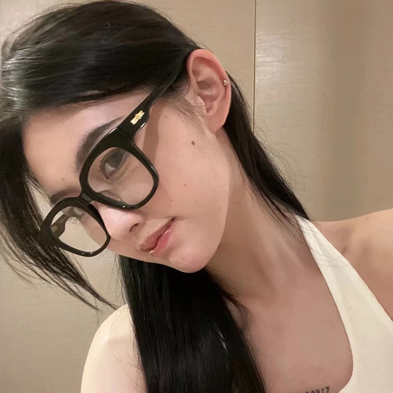 网红黑框大框眼镜女防蓝光圆脸平光镜素颜神器复古近视眼镜框男潮