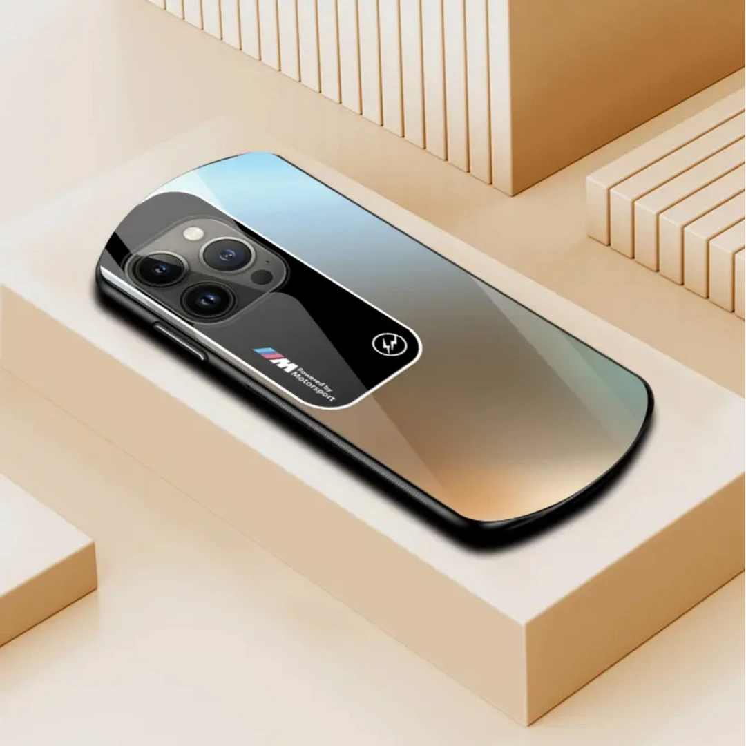 【苹果14ProMax】新款弧形渐变钢化玻璃宝马软边简约商务手机壳