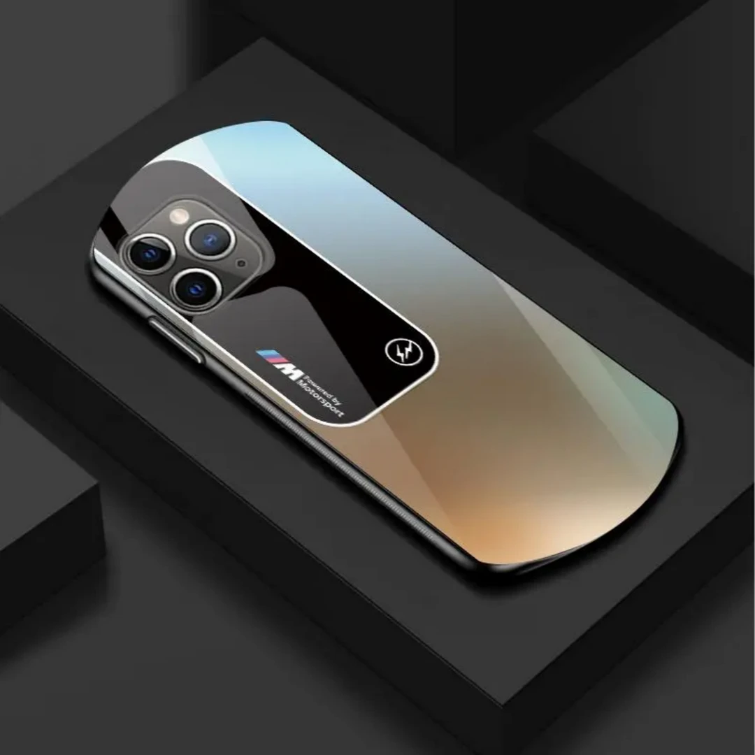 【苹果12 Pro】新款弧形渐变钢化玻璃宝马软边简约商务手机壳