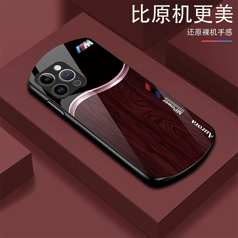 【苹果13 Pro】新款弧形渐变钢化玻璃高端定制木纹防摔手机壳