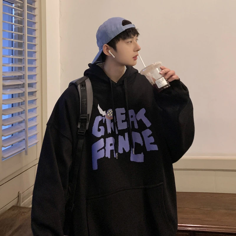 2024秋季新款潮流港风新款印花连帽卫衣爆款oversize百搭宽松上衣