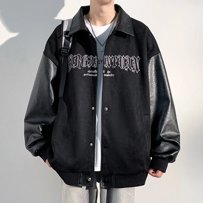 2024春秋新款潮流港风绣花夹克男女同款oversize爆款百搭休闲外套