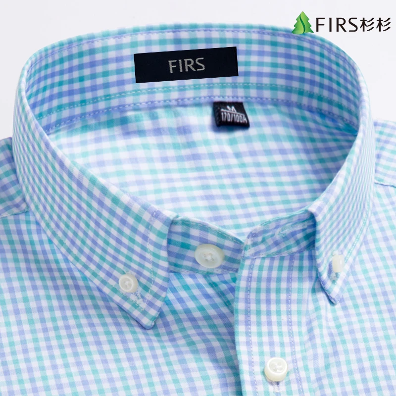 杉杉纯棉衬衫男士长袖格子上衣春秋新款翻领商务休闲全棉衬衣外套