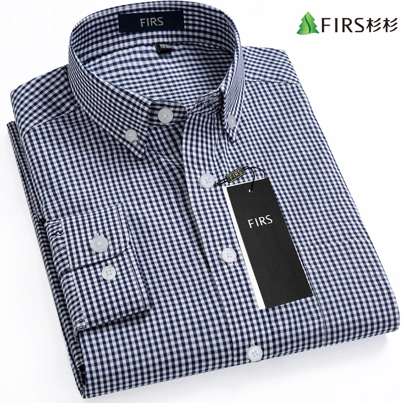 杉杉轻奢男装高端 黑白格子男士衬衫男 高档春装商务衬衣男装长袖