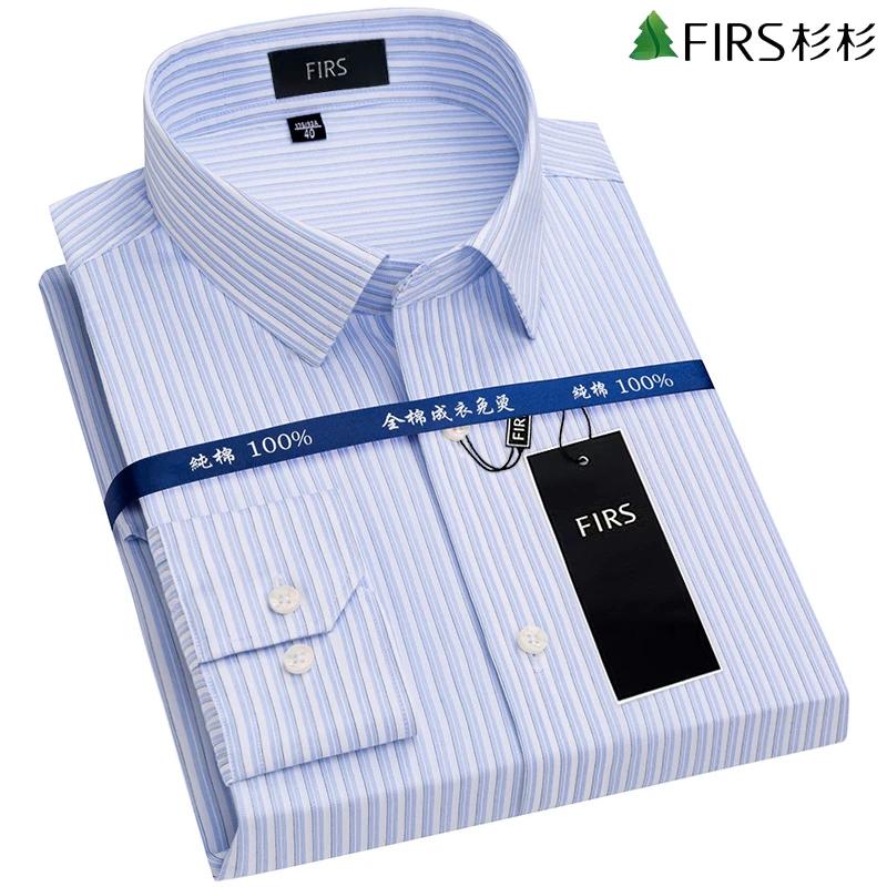 杉杉秋季男装免烫男士高档商务衬衫纯棉条纹长袖休闲衬衣外穿上衣