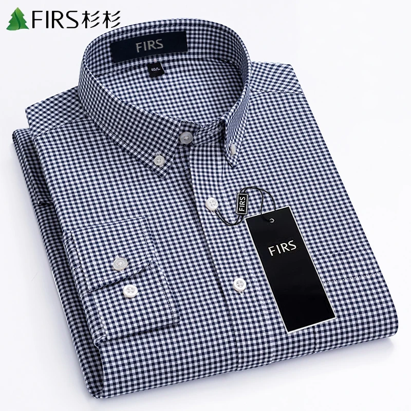 杉杉轻奢男装高端上档次衬衣纯棉长袖黑色格子衬衫男款痞帅高级感