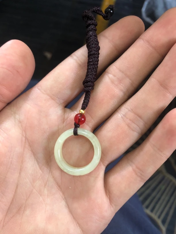 和田玉黄口料跑环挂件吊坠