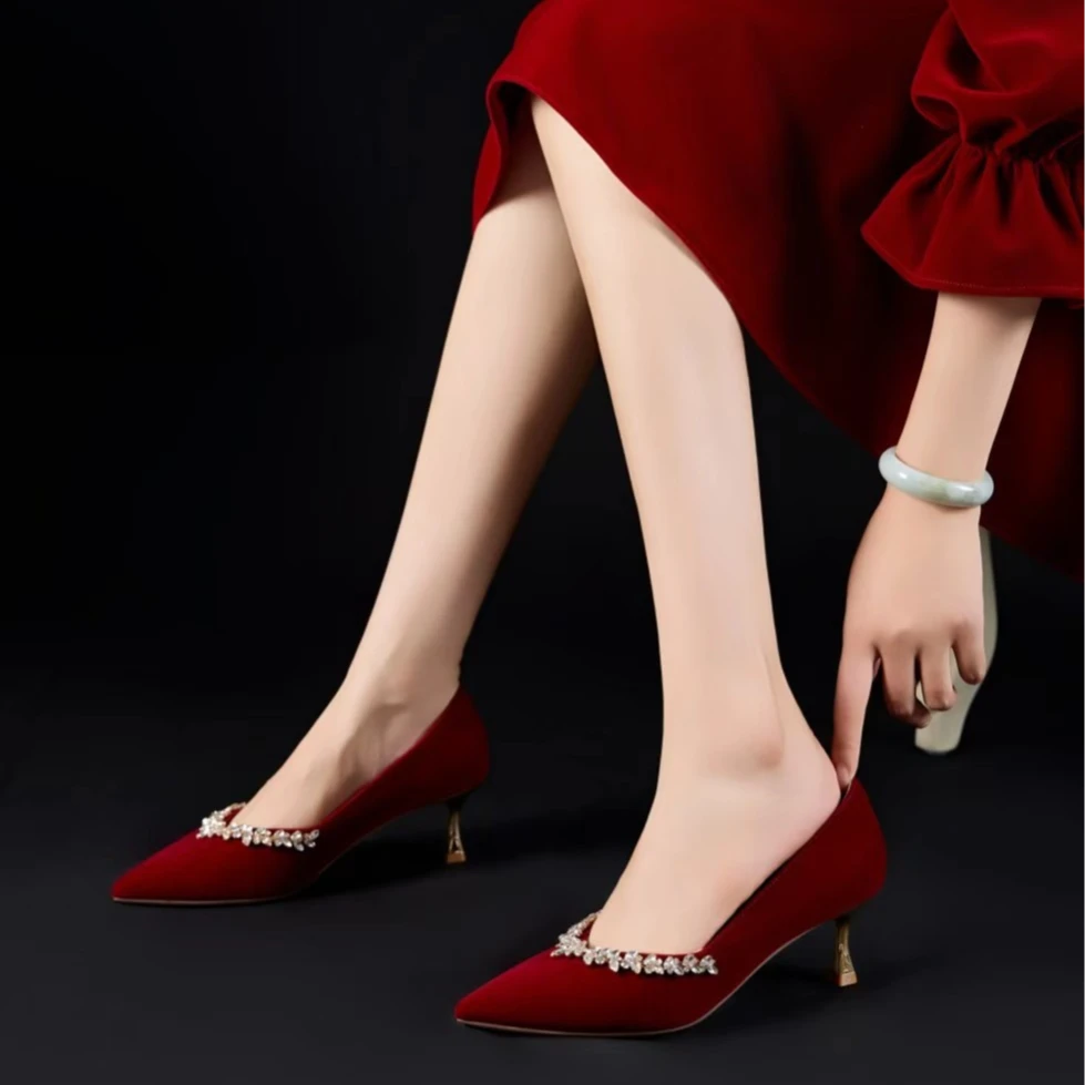 高蒂2373-5A细跟高跟鞋单鞋尖头女鞋伴娘鞋新娘鞋结婚鞋不累脚