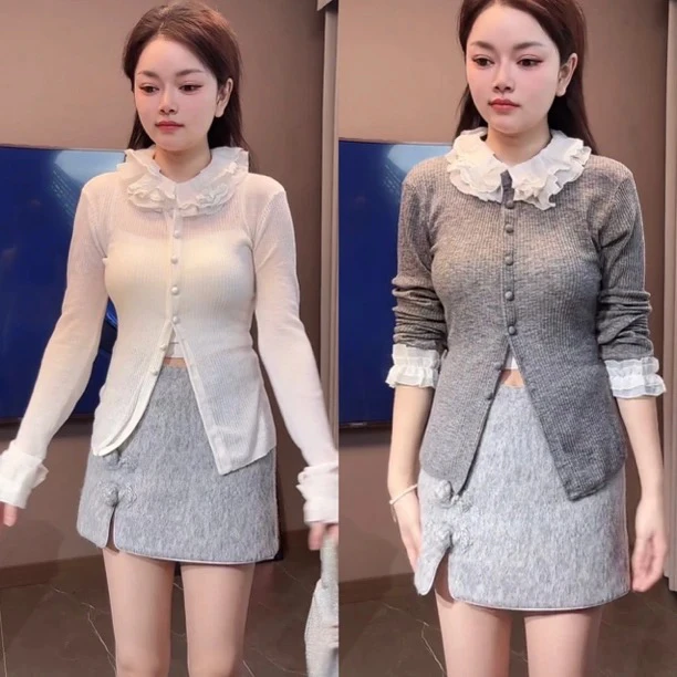 辰辰木子店都市白色灰色打底衫羊毛衫（特价品no推no焕）