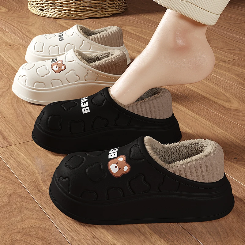 厚底棉拖鞋女士冬季2025新款室内包跟防水防滑情侣棉鞋女款冬外穿