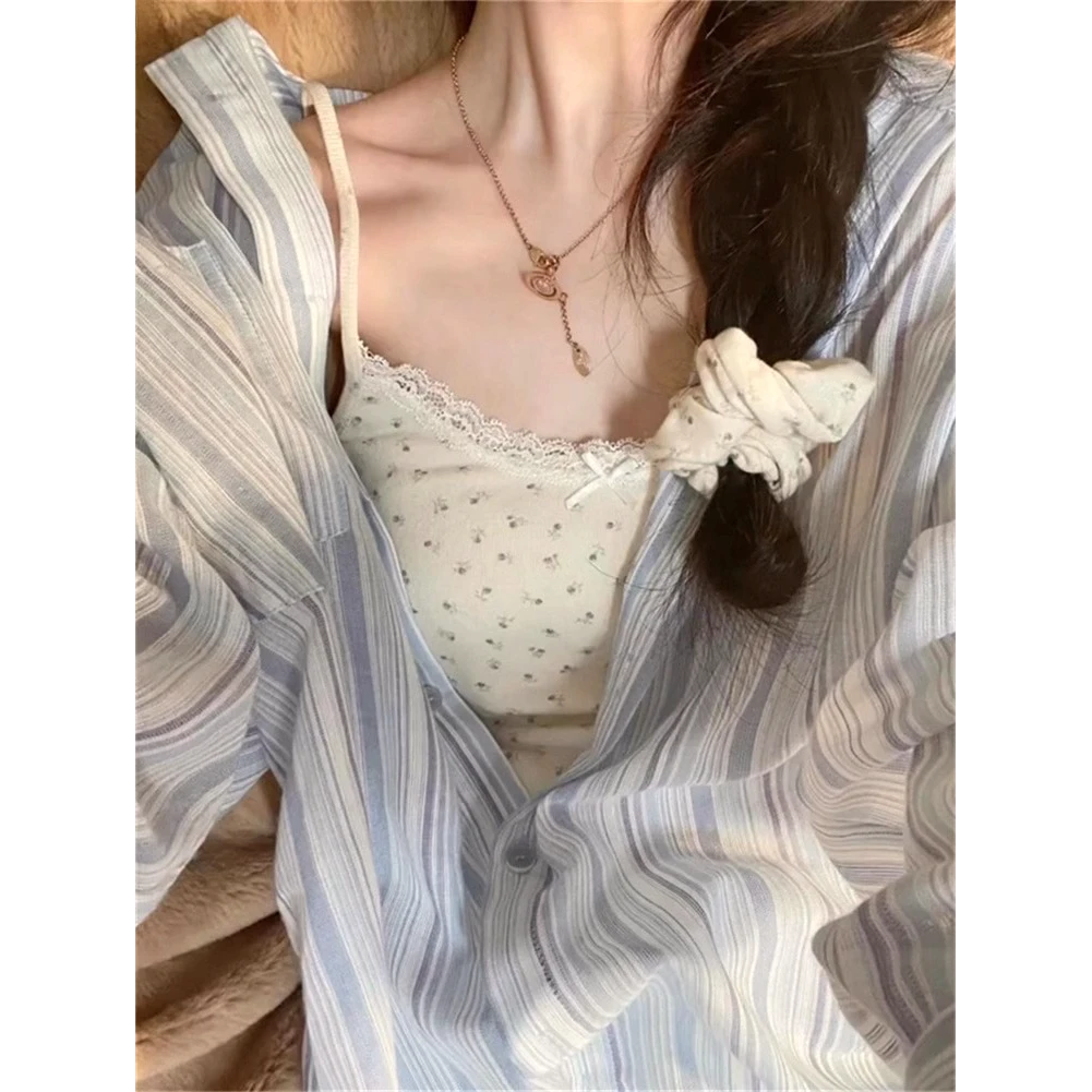 纯欲bm风甜美蕾丝碎花带胸垫吊带背心女夏季内搭外穿美背无袖上衣