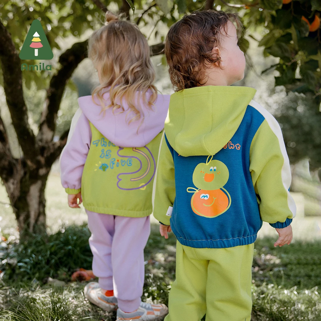 Amila啊咪啦春季男女童卫衣套装5C4KT028