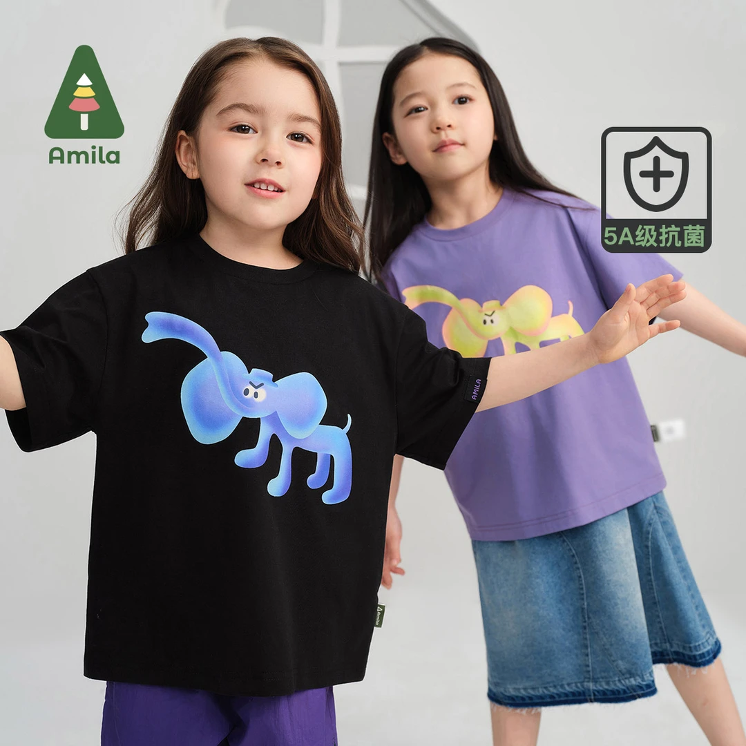 【小飞象】Amila啊咪啦夏季中大童中性百搭T恤ZX4TX322