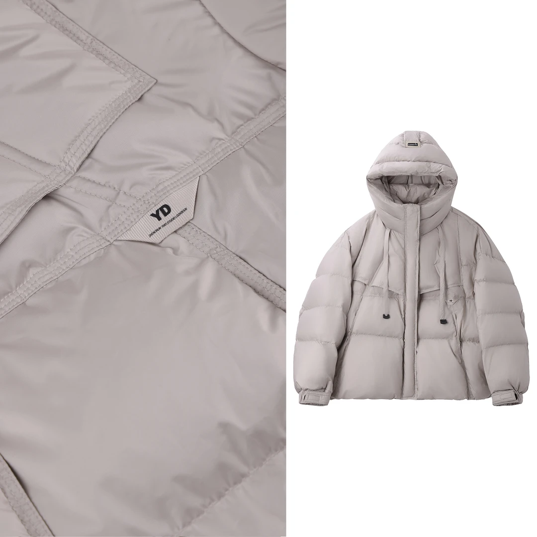 冬季加厚时尚气质极简保暖百搭韩系宽松连帽中长款羽绒服女装1360