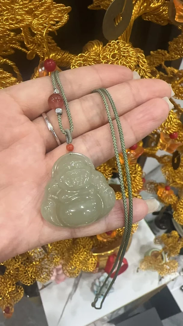 和田玉编绳佛公吊坠