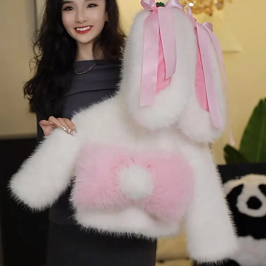 【HT.设计师童品】小白兔2024冬季新款女童宝宝加绒加厚洋气外套