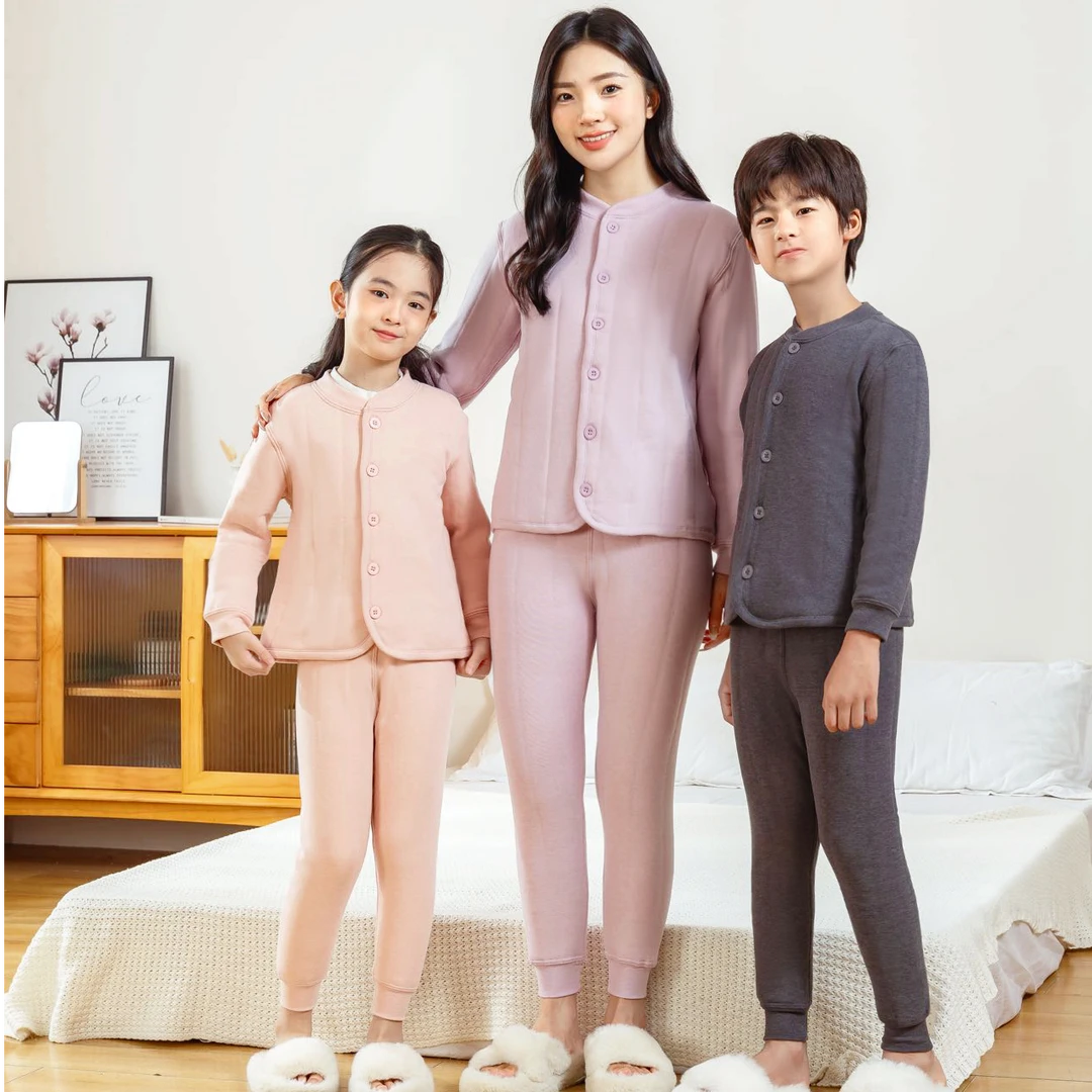 2024新款校服神器加绒加厚外穿保暖套装居家亲子男女童棉衣棉裤