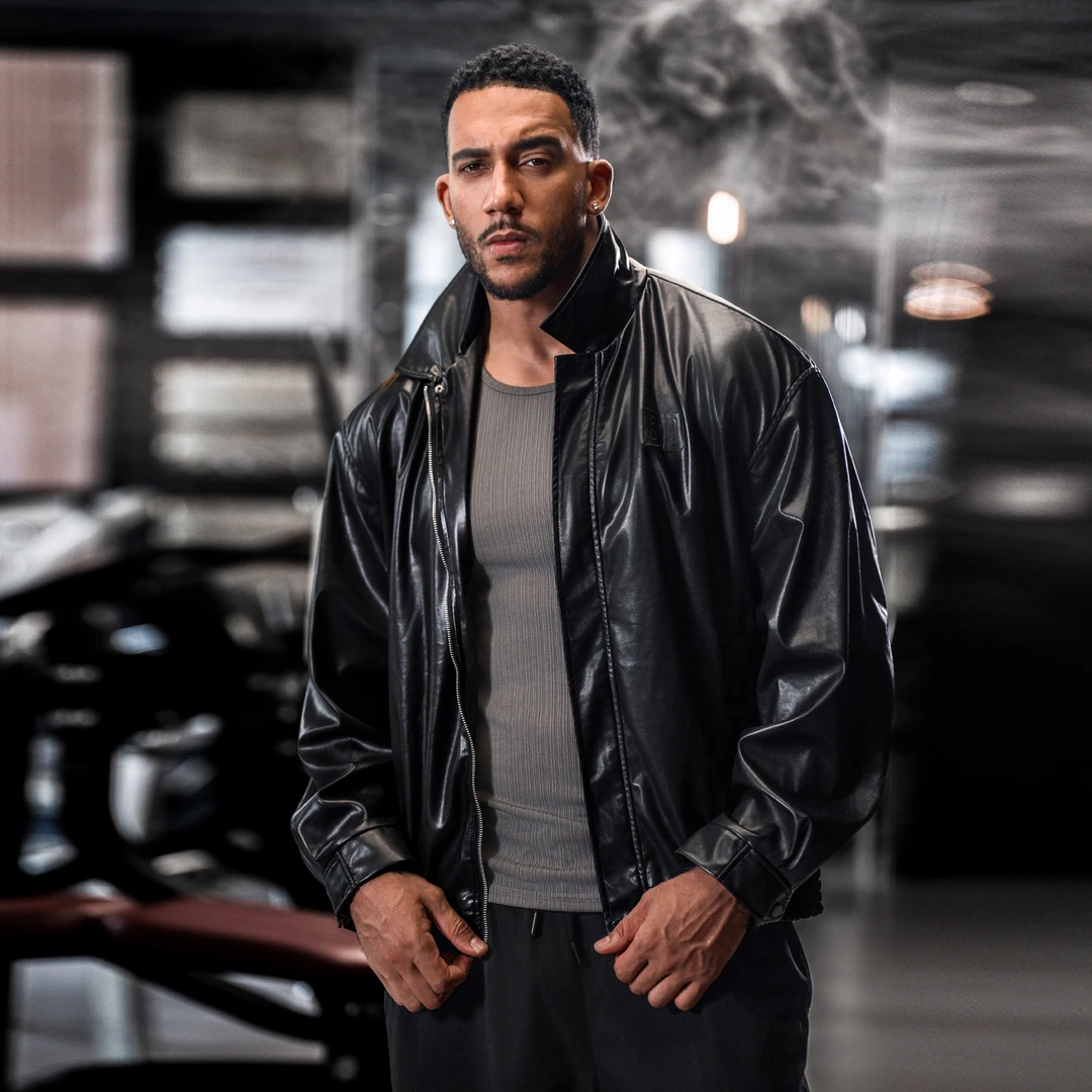 BD秋季软皮绣花PU皮衣美式复古翻领夹克外套男宽松