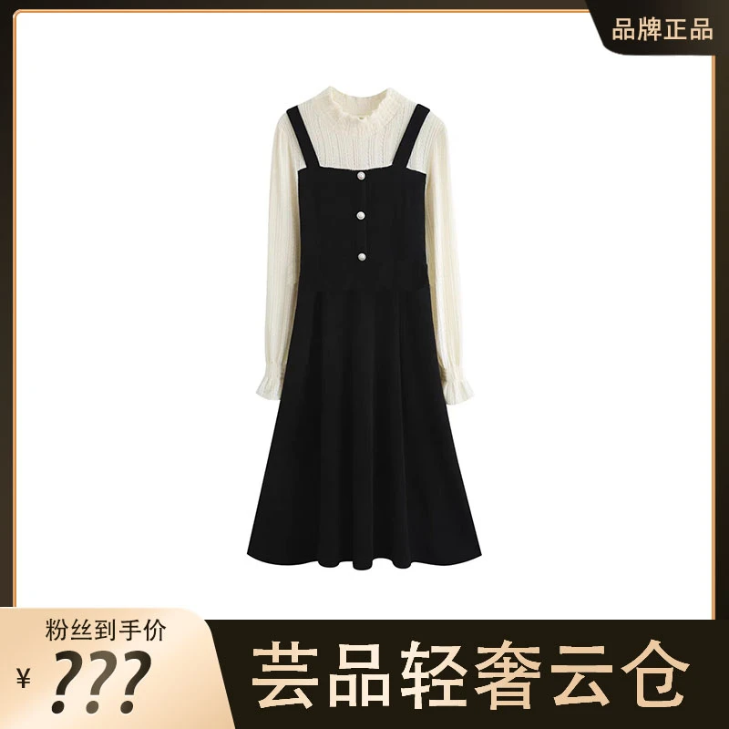 （80-200斤）大码冬款甜美遮肉显瘦大码长袖假两件灯芯绒连衣裙1227