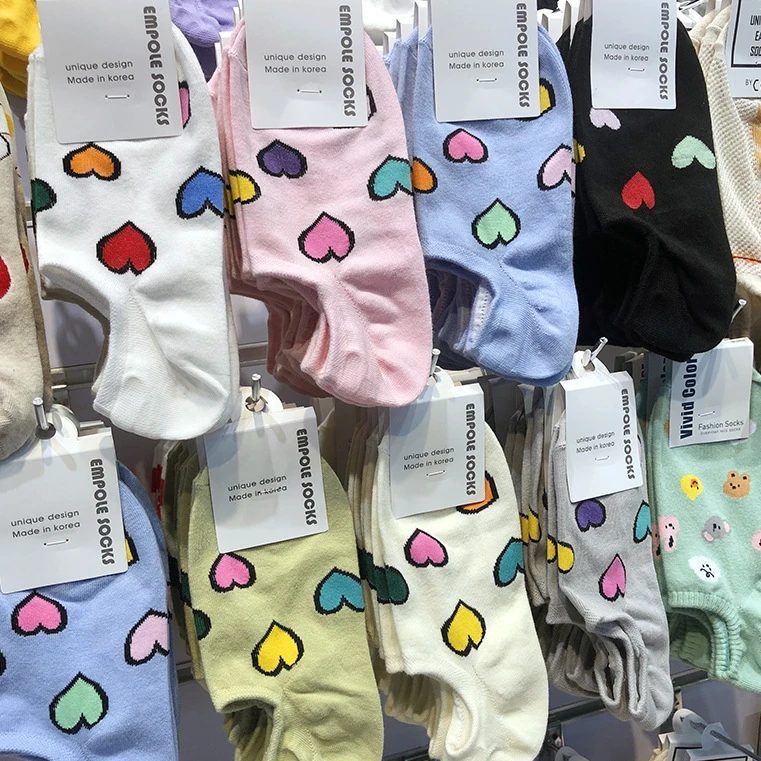 爱心船袜女韩国袜子EMPOLE春夏季甜美少女心形薄棉隐形袜防滑浅口