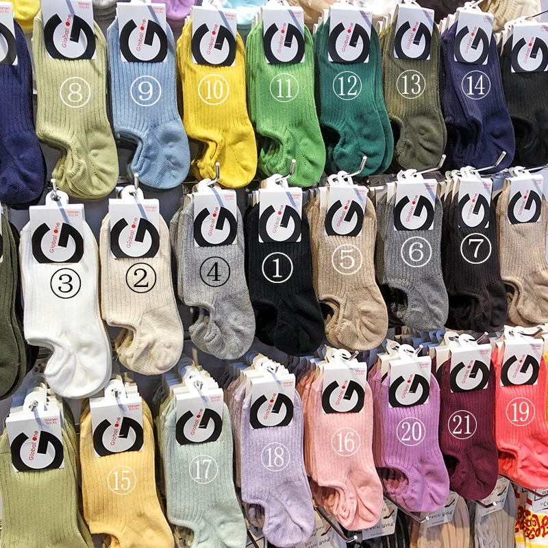 韩国glalalane船袜纯色简约风隐形防脱袜子女糖果色小坑条短袜套