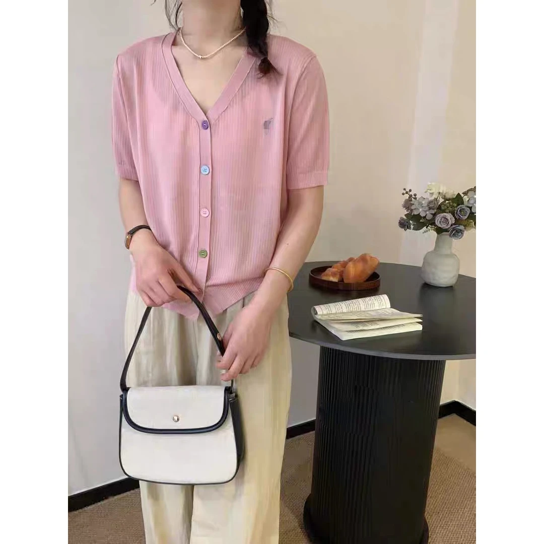 73179 白标开衫   V纯色针织开衫女宽松毛衣外套TYM-DX353