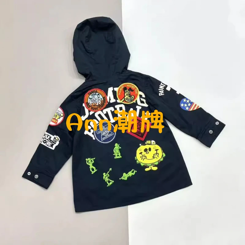 【YB】B580 JAM 2024秋冬潮牌多章仔图案儿童双层拉链外套