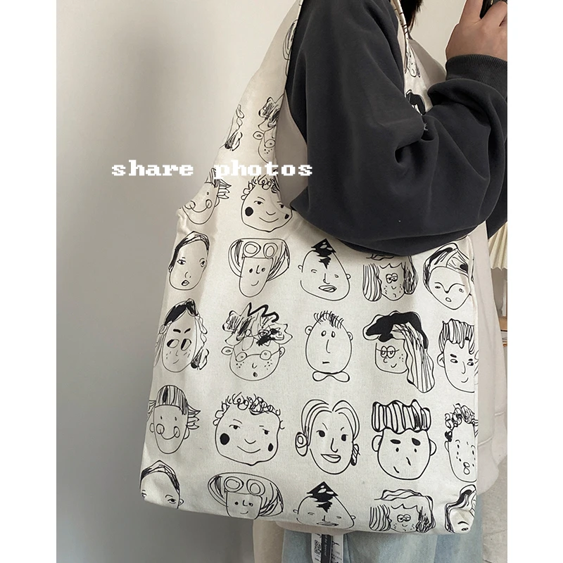 原创小众帆布包女ins日系潮流通勤手提袋托特包大学生上课单肩包