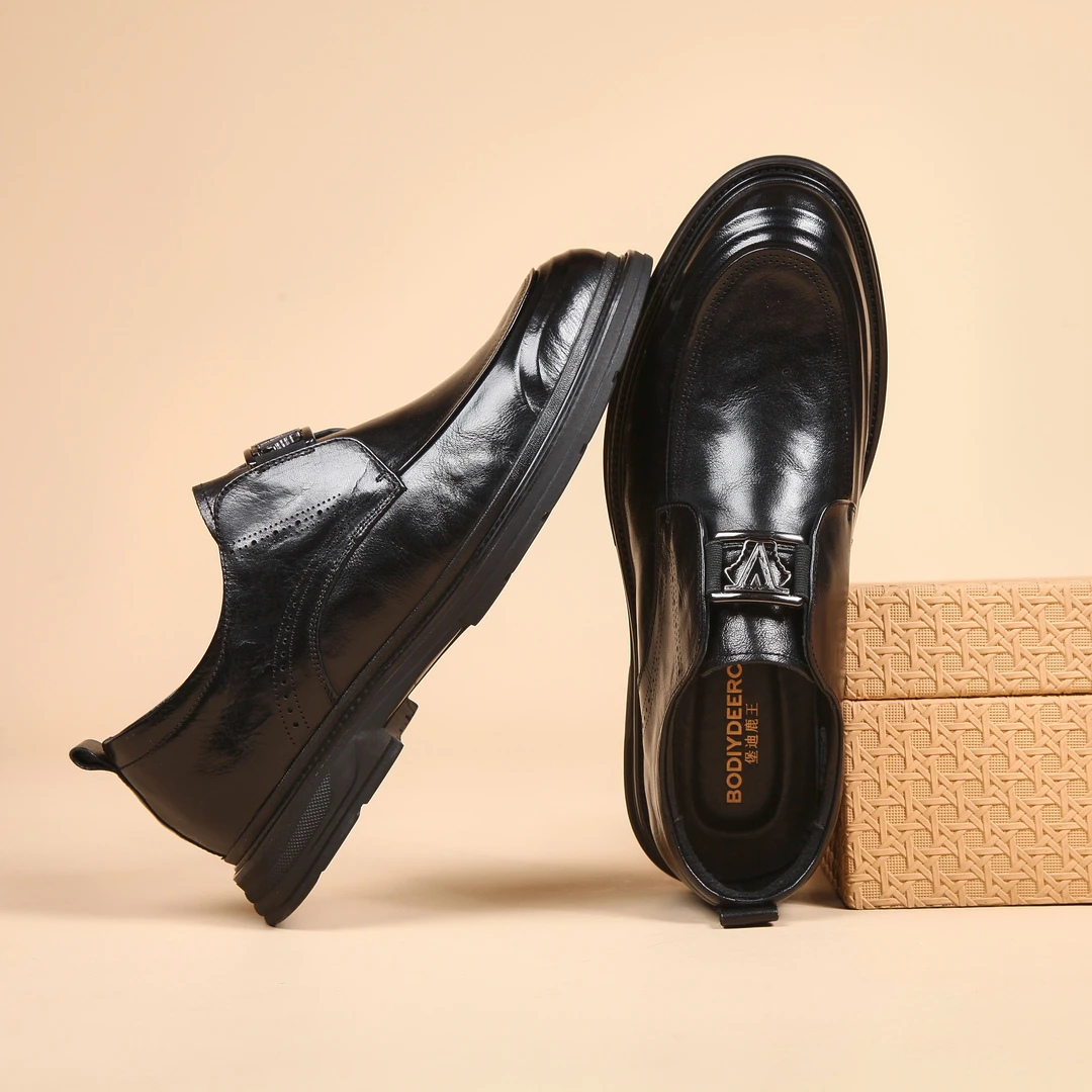 广州2024男士新款男皮鞋黑色潮流百搭时尚休闲男皮鞋商务系带皮鞋